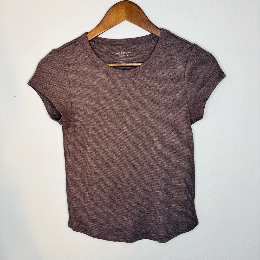 American Eagle Outfitters Brown Women's Short Sleeve Tee - Brown Medium